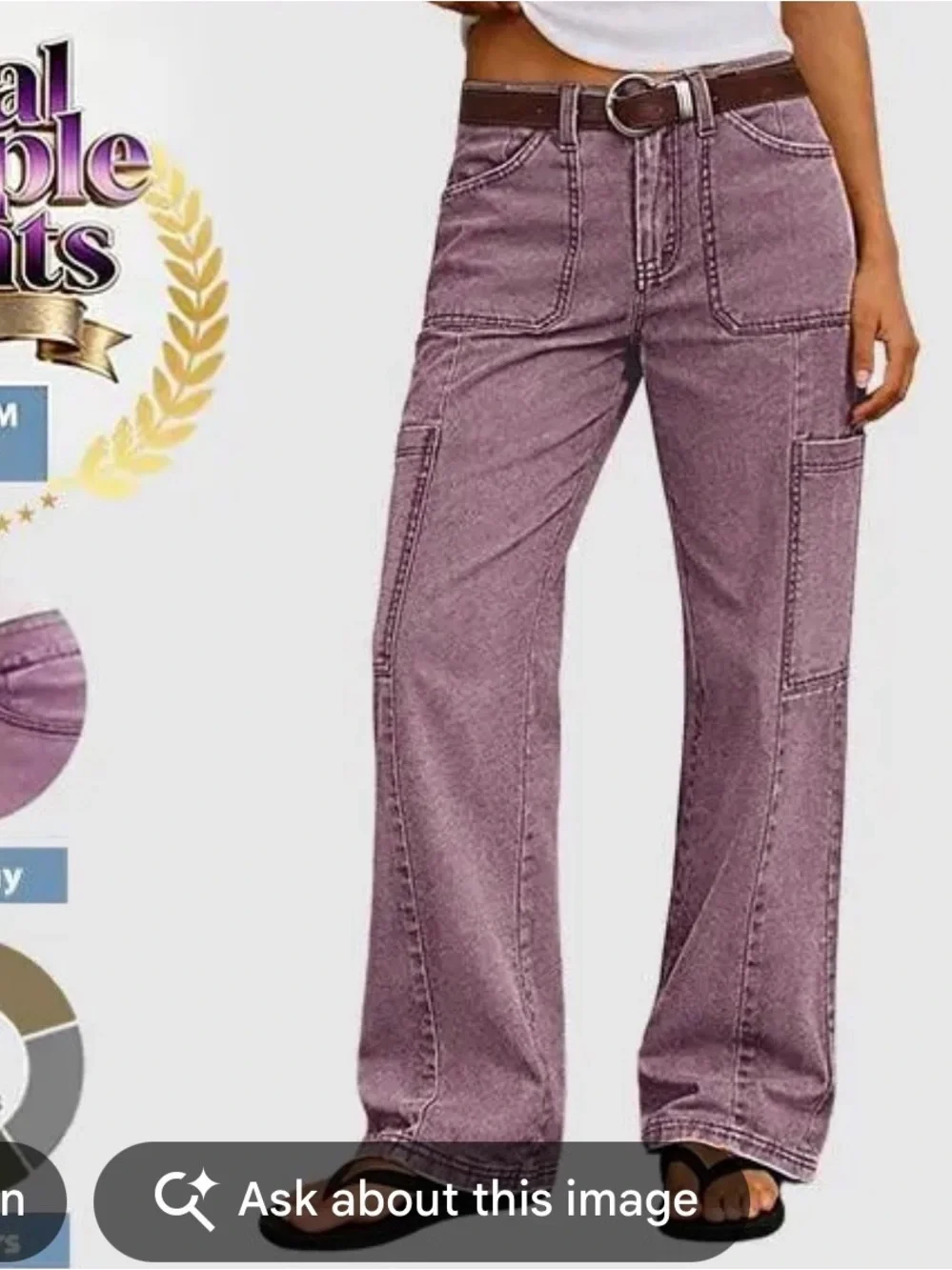 Flamingals Straight Leg Cargo Pants Purple NWT